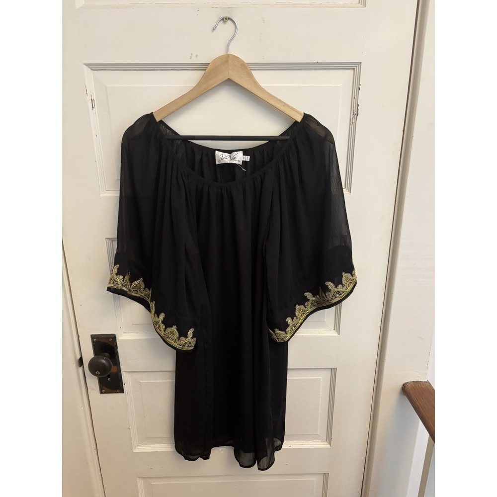 VAVA by Joy Han Women's‎ Black Kaftan Casual Dress Embroidered Size Small